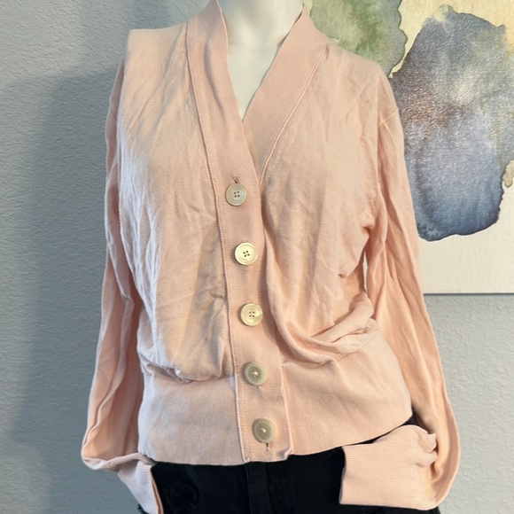 J Crew Light Pink Slub Cotton V-Neck Cardigan - Picture 2 of 7